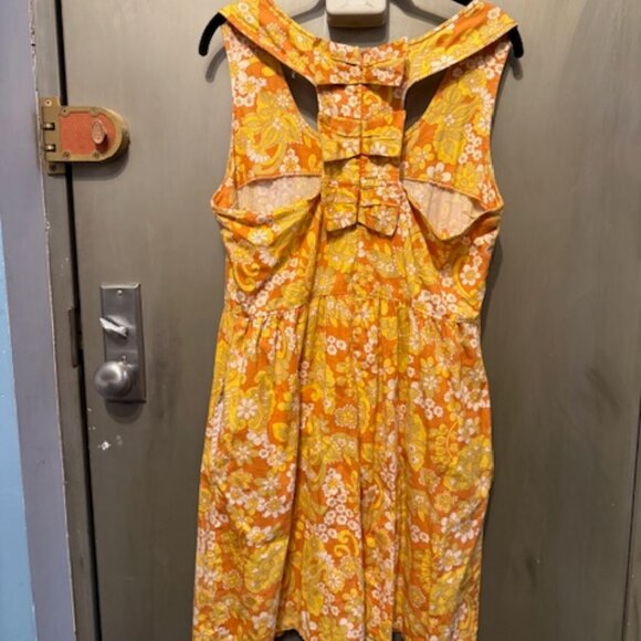 Retro Vintage Racerback (with Mini Bows) Mod Floral late 60s/ 70s Mini Dress - Picture 15 of 16